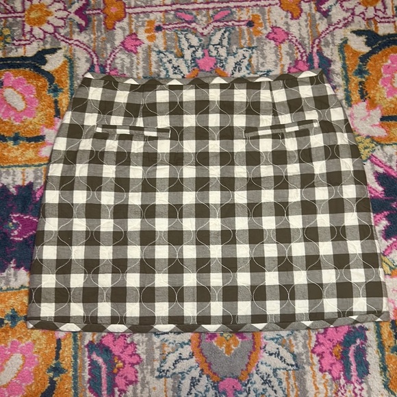 Madewell Green White Gingham Check Button Front Quilted Mini Skirt NWT Size 16 - Picture 9 of 12